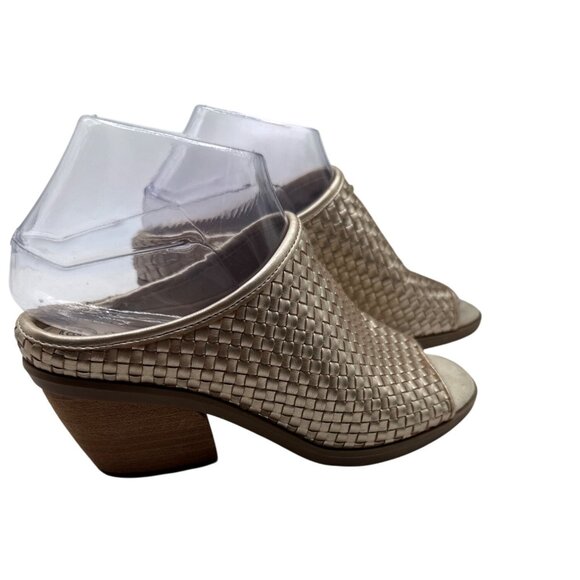 Bella Vita Size 6WW  Woven Peep-Toe Mules Wooden Block Heels For Women - Picture 5 of 12